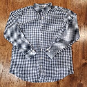 Peter Millar Navy Blue 100% Cotton Nanoluxe Twill Check Button Down Shirt. PGA